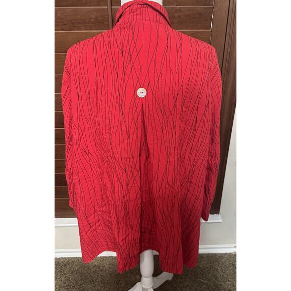 Ali Miles Sz 2X Red Wearable Art to Wear Artsy Blouse Shirt Top Pearl Buttons - Picture 4 of 9
